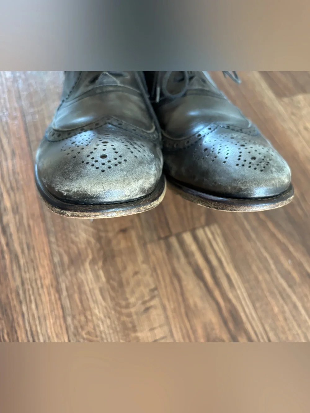 John Varvatos Gray Leather Wingtip Oxford Dress Shoes Brogue 10.5
